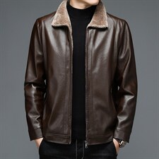 B-N208男士2023年秋季新款长袖加绒翻领PU皮夹克男士外套P70图片