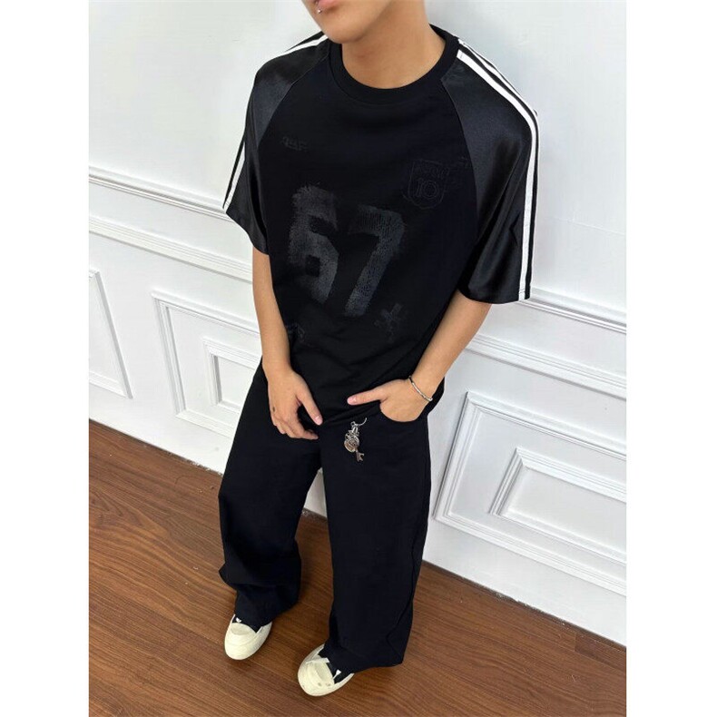 美式复古拼接字母印花圆领宽松男夏季球衣风运动T恤上衣TY139,男装T恤,星座1116A（原606A-3）