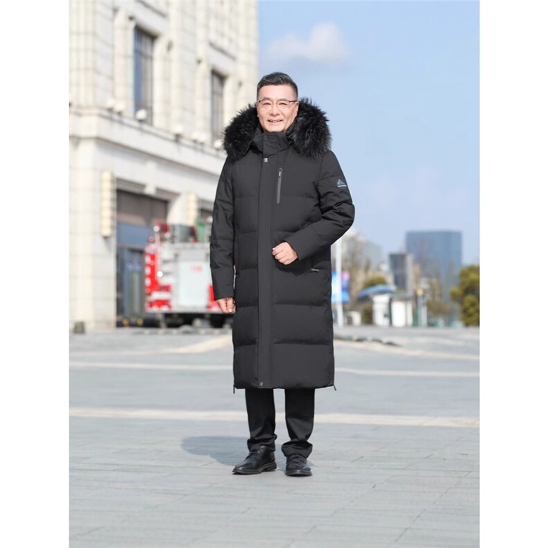 爸爸装长款过膝真毛领90%鹅绒服连帽零下极寒保暖外套P350568,男装棉衣,星座1210A
