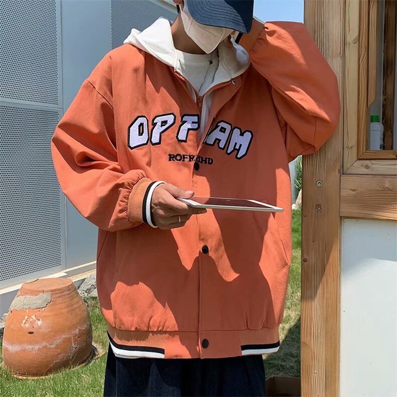 新款假两件连帽外套男士春秋ins中性韩版潮流百搭夹克WT8030-p65，男装夹克，星座1008-1
