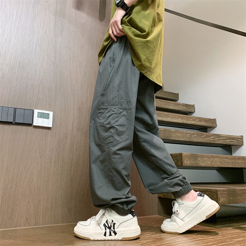 2025春夏款港风纯棉宽松休闲百搭束脚工装裤休闲裤K24119-P55,男装工装外套,星座717