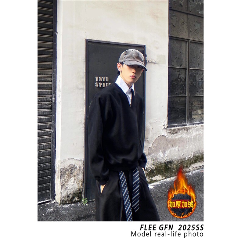 男新款流行潮流百搭加绒加厚假两件时尚日系简约WJ208-P55,男装卫衣,星座208-5