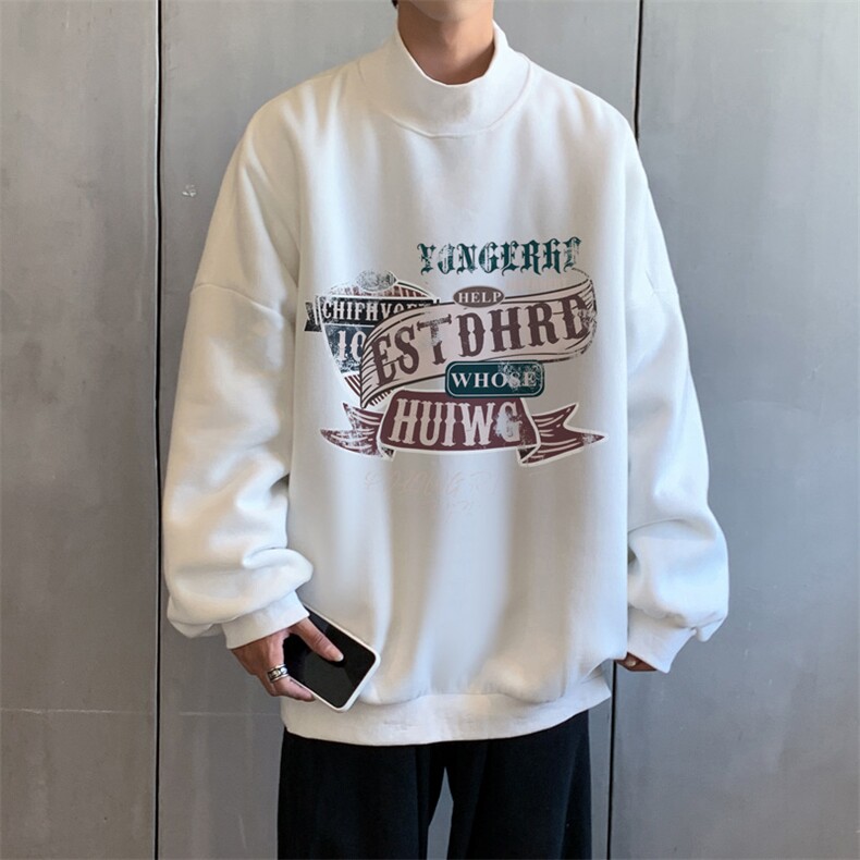 加绒加厚高领卫衣机车印花落肩袖情侣款打底衫XZ514-2-G85-P48,男装T恤,星座514-2(原B239)