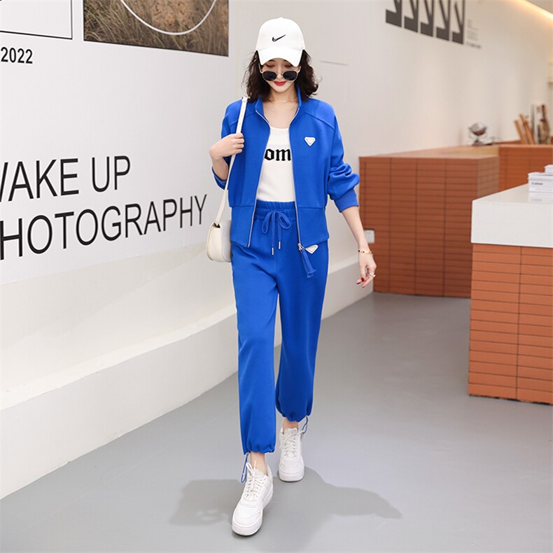 2022年春装新款克莱因蓝休闲运动服卫衣套装女网红两件套,女装套装/套裙,瑶迪依秀