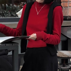 秋冬新款羊毛短款圆领毛衣时尚百搭显瘦保暖针织衫，女装羊毛衫，旭驰羊绒