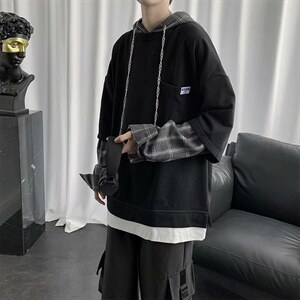 假两件卫衣男生秋季宽松韩版潮流连帽上衣ins港风潮外套W126-p38，女装短外套，星座1008-2