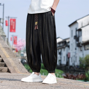 2025夏季风定制花灯笼裤男士大码宽松冰丝休闲裤815-811P75图片