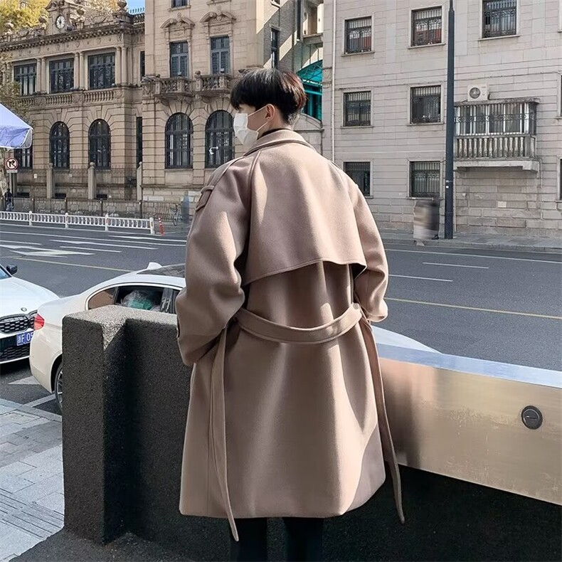 秋冬高级感呢子中长款毛呢大衣男外套韩版潮流宽松风衣W8024-P88，男装风衣，星座512-4