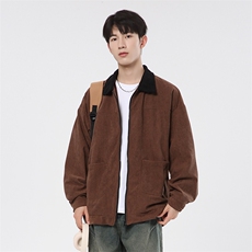潮流休闲大码宽松情侣灯芯绒平绒拼色夹克J7198-P47【特价】，男装夹克，电商A007