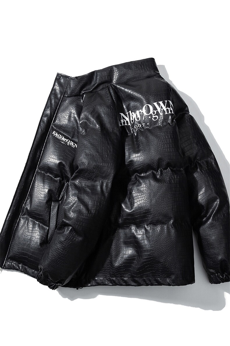 1白底鳄鱼纹手塞棉大码M-5XL夹克PU皮棉服外套男8507P120控158,男装夹克,星座226-2