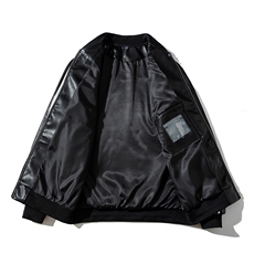 现货三条杠袖子PU皮棒球服外套秋冬棉服，男装棉衣，电商A105