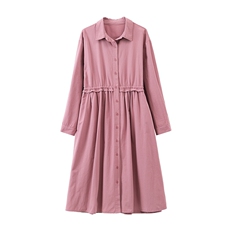 秋季新款纯色棉收腰通勤显瘦法式气质高级a字连衣裙，女装套装/套裙，曼沙奕珂