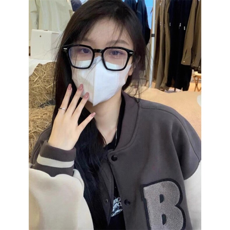 1506A/GA140/P64复古风字母拼接棒球服女设计感开衫外套,女装短外套,星座1506A