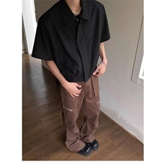 【有货】DC3009-批50cleanfit垫肩短袖男夏季黑色短款飞行员夹克，男装夹克，星座603-2