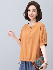 新款夏季宽松显瘦短袖T恤女韩版百搭休闲上衣时尚简约女装，女装T恤，悦见她