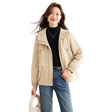 冬季加绒派克服棉衣女短款2024新款减龄休闲连帽加厚保暖棉服外套，女装棉衣/棉服，以桐