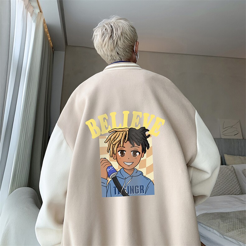 摇粒绒棒球服男大码开衫卫衣男夹克BF86271-P65,男装夹克,电商A040