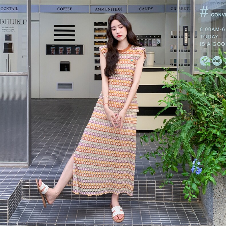 条纹多巴胺松弛感巨好看套装裙女2025年夏季新款背心半身裙两件套,女装套装/套裙,2D034