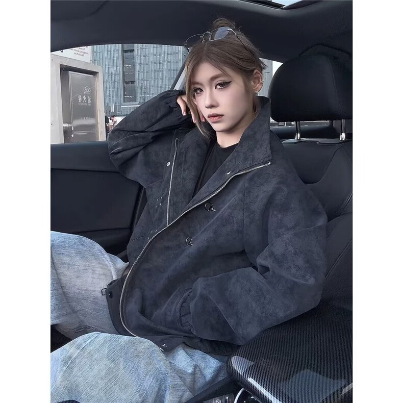 网络图现货美式痞帅男女同款秋季皮衣棉服高级感外套JQ509-P75,男装皮衣,星座715-7
