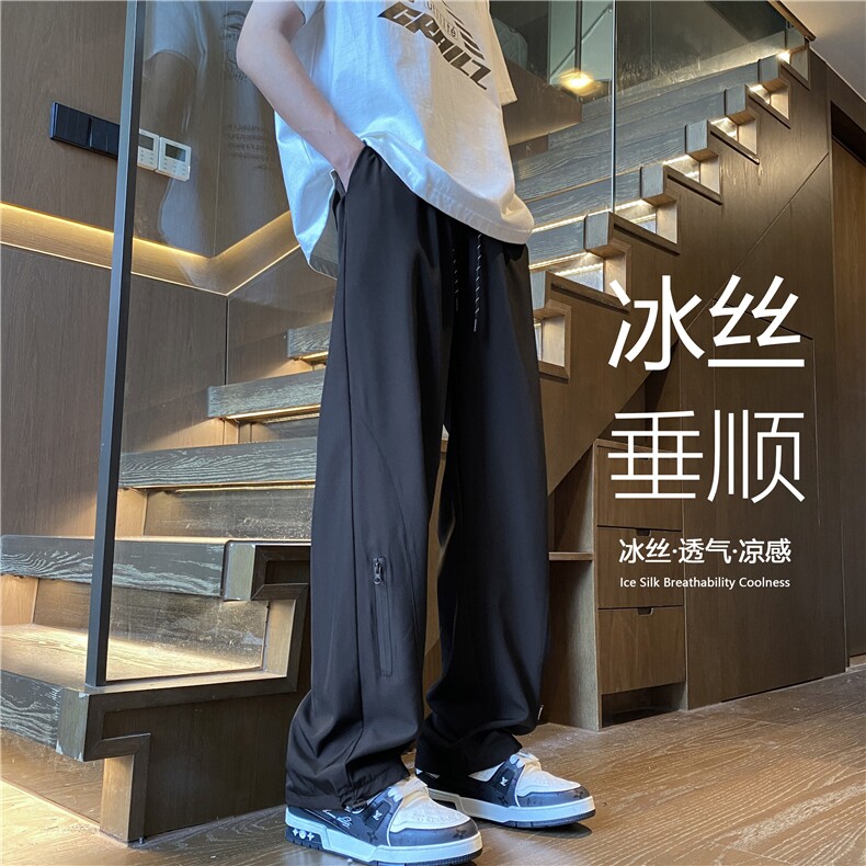 抖音品质夏季新款冰丝薄款垂感宽松休闲裤B315-K24154-特P35控68图片