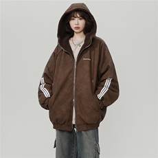 美式复古连帽皮衣羊羔绒棉服男冬三杠棉衣设计感夹棉外套M02/P118，男装夹克，星座206（原A221）