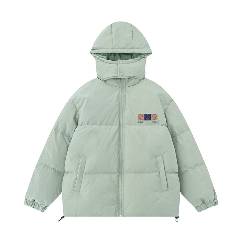 白底23冬季百搭宽松字母印花连帽棉服外套MY6215P115控148，男装棉衣，电商A268-1