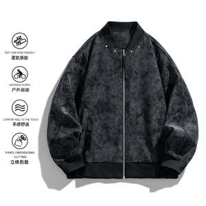 春秋新款皮夹克男宽松复古做旧美式翻领皮衣外套JK02569-P85图片