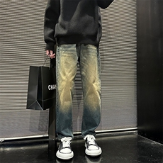 美式宽松复古黄泥直筒裤休闲牛仔裤男潮有大码902A/3702/P58，男装牛仔裤，星座902A