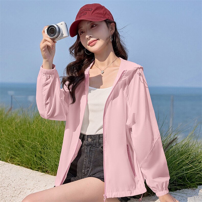 休闲时尚防晒衣女2025夏季新款户外透气轻薄外套宽松高品质防晒服,女装防晒衣,以桐