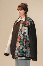 1中性风刺绣拼接翻领羊羔毛大码M-5XL棉服外套女8723P110控148，男装棉衣，星座226-2
