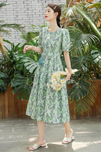 现货韩版碎花连衣裙，女装连衣裙，秋水伊人