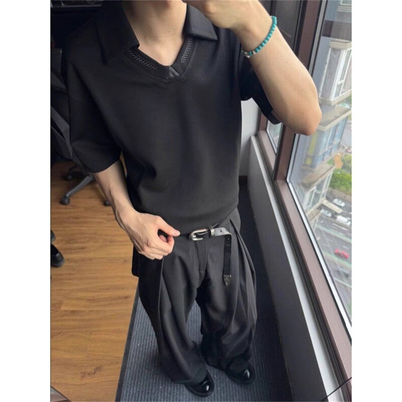 网络图现货美式潮流高级设计感解构褶皱廓形阔腿西裤JX82-P45,男装西裤,星座715-7