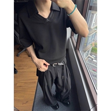 网络图现货美式潮流高级设计感解构褶皱廓形阔腿西裤JX82-P45，男装西裤，星座715-7