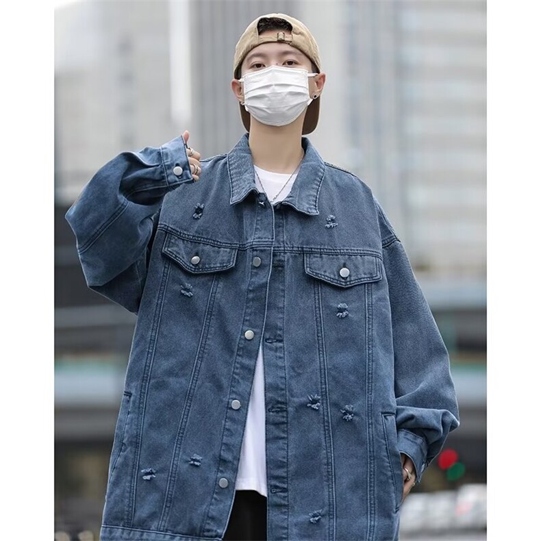 春秋款休闲宽松水洗复古牛仔夹克男装秋季潮牌衣服8570P66,男装夹克,星座410-2