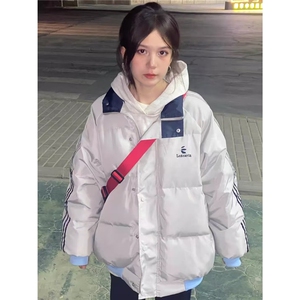 潮学院风条纹立领棉服面包服女冬季2025年新款学生加厚棉袄外套图片