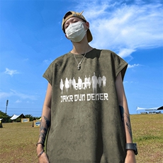 量大优供视频得物直播品220克夏季麂皮绒背心无袖T恤BJ173，男装T恤，电商A486