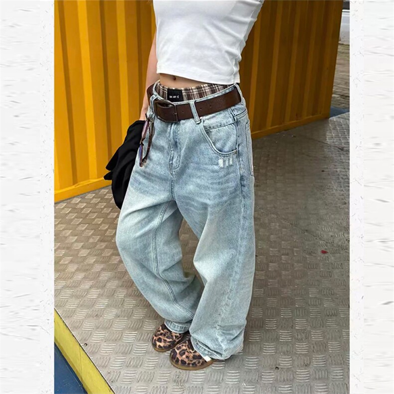 网图现货~~美式复古水洗做旧直筒宽松牛仔裤BK590-P50，男装牛仔裤，星座515