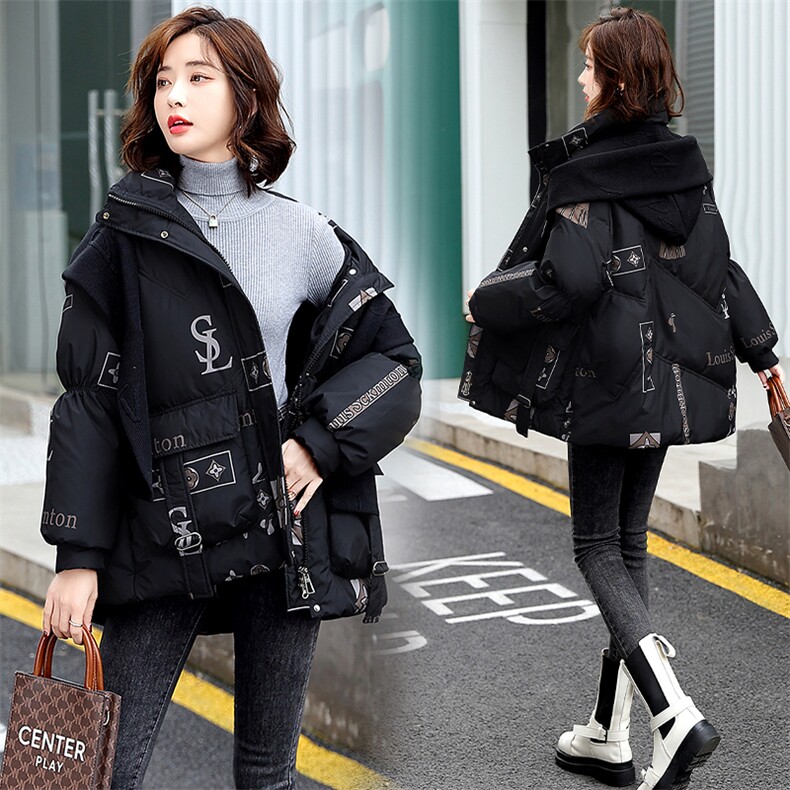 羽绒服女中长款2023年冬季新款韩版宽松显瘦90%白鸭绒外套潮，女装羽绒服，火爆靓佳人