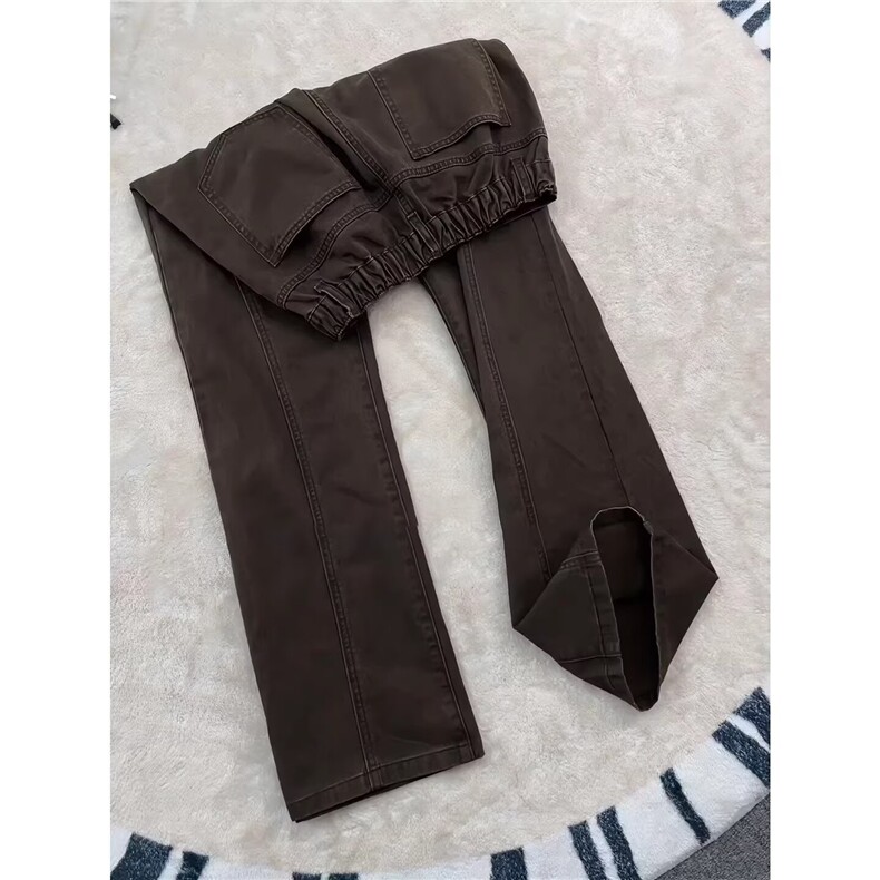 W11083-P53网图现货春季新款美拉德工装裤宽松高街直筒牛仔裤,男装牛仔裤,星座1608