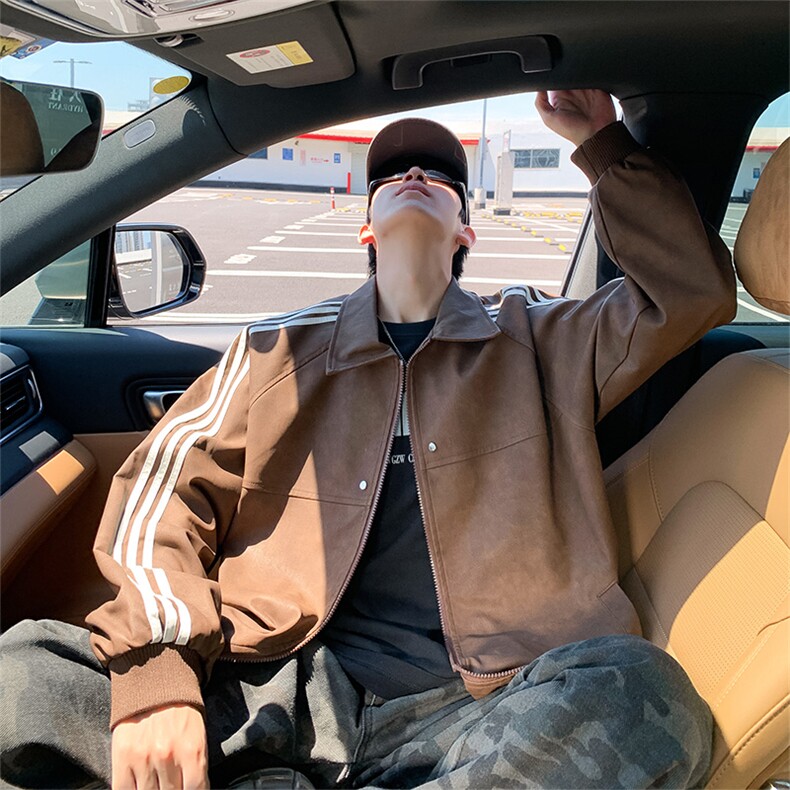 翻领晕染水洗皮衣夹克高级感工装外套JK06625-P80,男装皮衣,星座308B-2