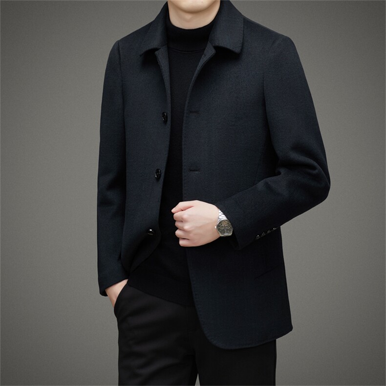 DJ82303钱塘2020-3冬季厚款商务休闲翻领中年男士毛呢大衣P435,男装毛呢大衣,钱塘207-3