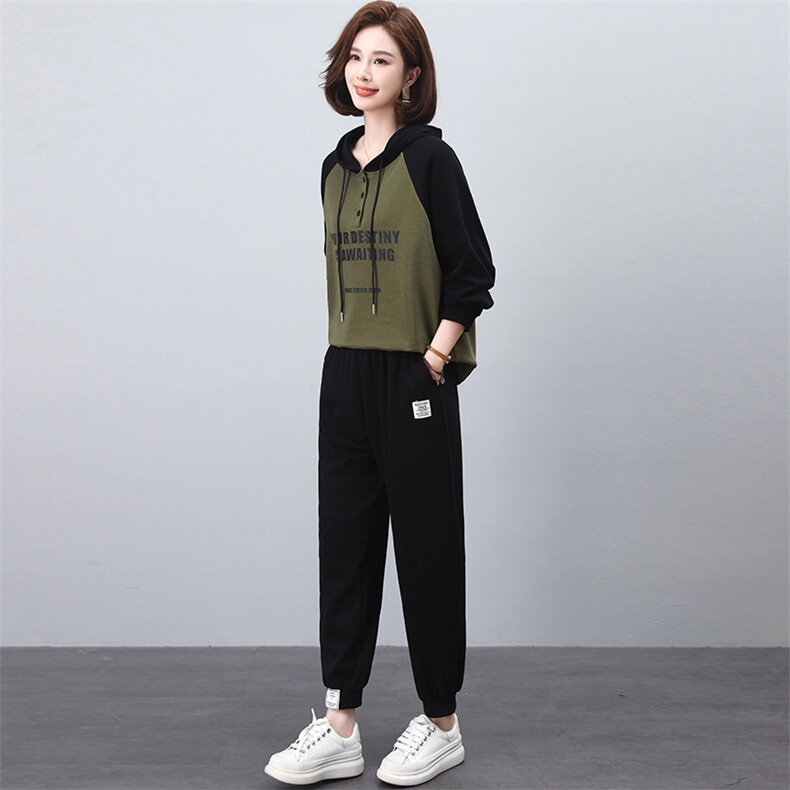 加绒休闲套装女2024秋冬季新款减龄加厚保暖卫衣卫裤运动服两件套,女装套装/套裙,独衣靓