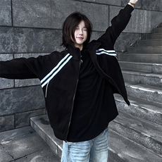 抖音得物高品质二开25秋冬美式重磅结构织带撞色立领卫衣外套W70，男装卫衣，电商A486