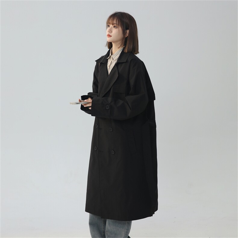 FY9081/P80秋装新款中性风风衣外套男韩版中长款双排扣过膝上衣，男装风衣，电商A141