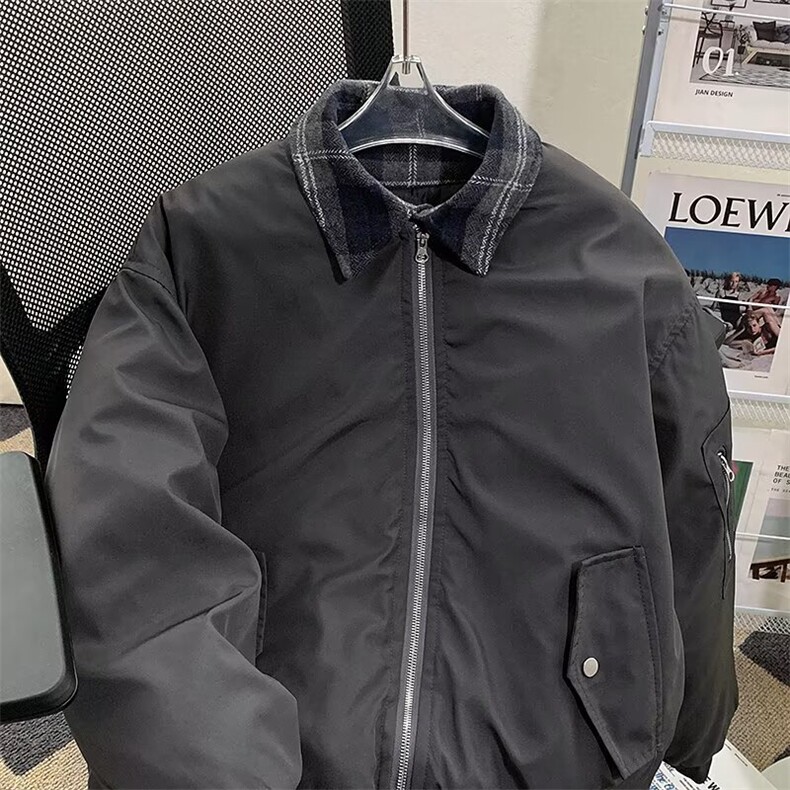 假两件拼接小众棒球服棉衣男士冬季保暖设计感外套男生潮,男装棉衣,星座410-6（原星座1304-1）