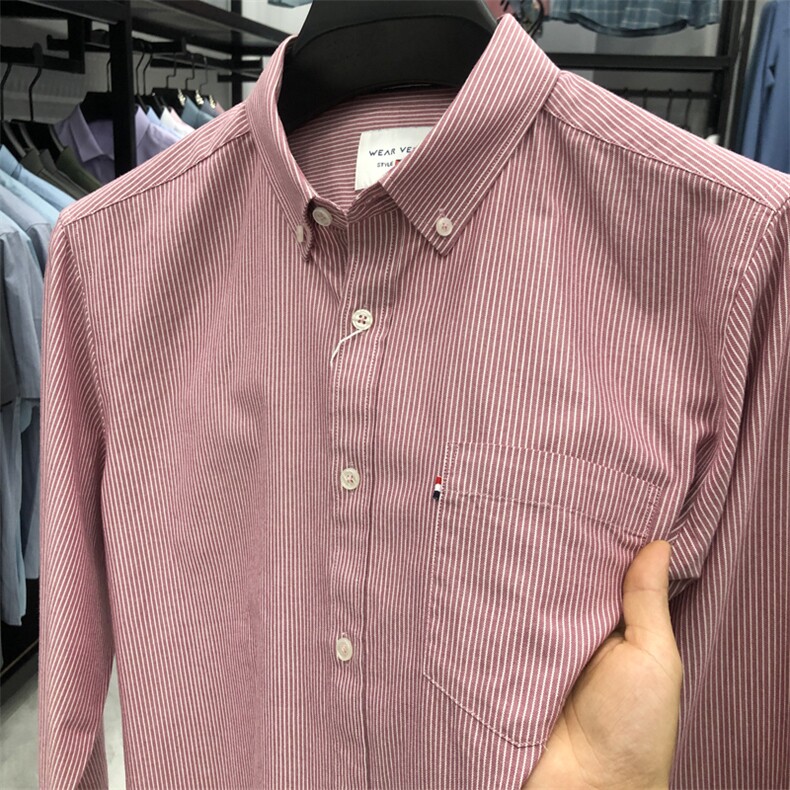 FN823626钱塘2020-1夏季新款男士条纹长袖衬衣纯棉休闲衬衫P71,男装衬衫,钱塘207-1
