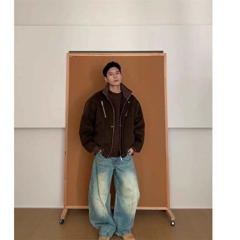 W9138-P100网图现货解构双拉链哈灵顿棉服加厚百搭流行潮流新款,男装棉衣,星座1608-2