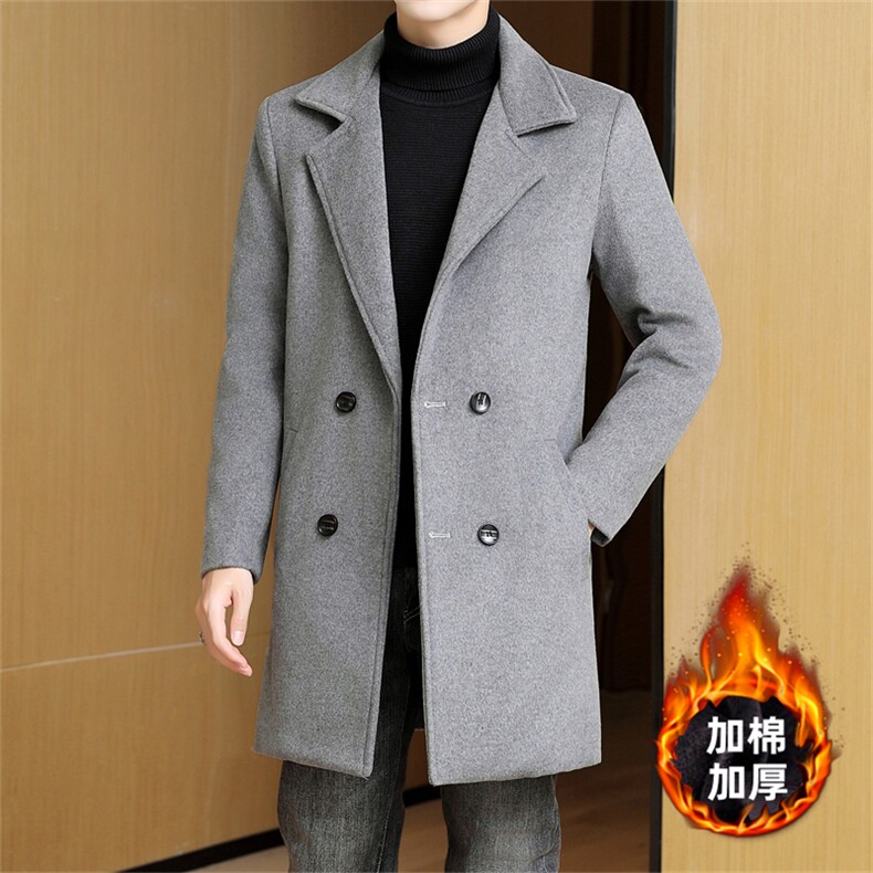 秋冬新款羊毛羊绒大衣男士宽松休闲呢子加厚中长款毛呢外套修身男，男装毛呢大衣，星座505-2（原电商A260-1)