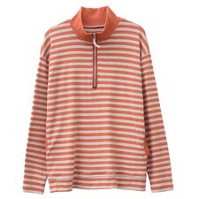 2022秋季新款半开条纹卫衣时尚优雅套头长袖休闲立领卫衣，女装卫衣/绒衫，独衣靓