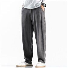 中国风男装亚麻休闲裤复古大码宽松哈伦裤子潮QT6008-1/K031/75，男装休闲裤，电商A008